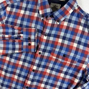 LL Bean Flannel Shirt Men's S Slightly Fitted‎ Red Blue White Plaid Cabincorp